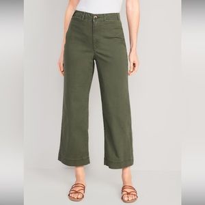 Old Navy green high waisted cropped canvas pants
